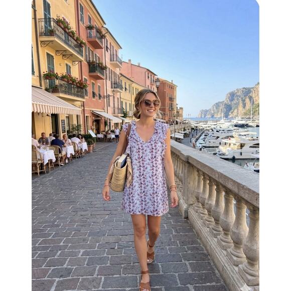 Club Monaco Dresses & Skirts - Club Monaco Women’s Size 0 Sundress Floral Ruffle Silk Trim Cottagecore Coastal